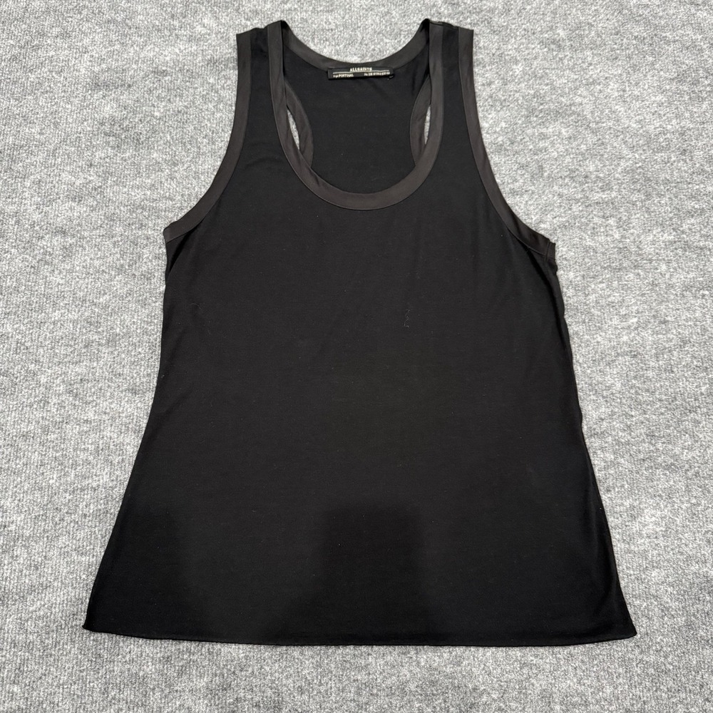 AllSaints Rally Vest Women Size 8 Black Excellent Silk Blend Tank Top WM291C